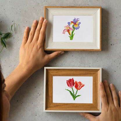 Frameless, mini diamond painting, flower creative mini diamond painting on the entrance flower house desktop, creative simple pattern diamond painting, 12 pcs, 5.9 X7 inches.