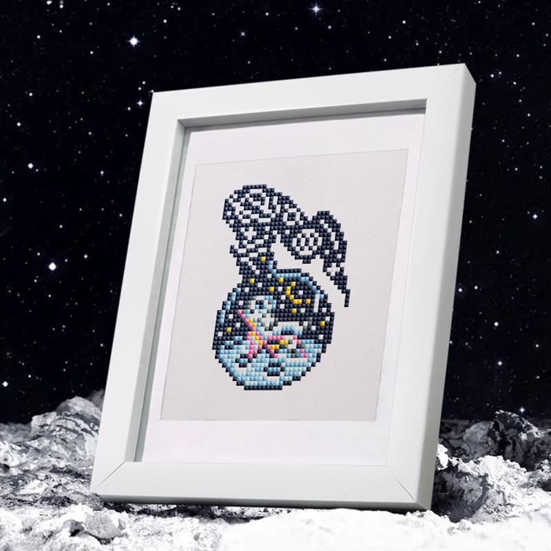 Frameless, mini diamond painting, space creative mini diamond painting on the entrance flower house desktop, creative simple pattern diamond painting, 12 pcs, 5.9 X7 inches.