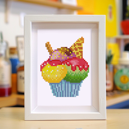 Frameless, mini diamond painting, dessert creative mini diamond painting on the entrance flower house desktop, creative simple pattern diamond painting, 12 pcs, 5.9 X7 inches.