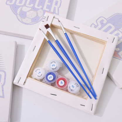 4 pieces, digital mini painted set of football desktop accessories, 15x15cm/5.9x5.9 inches, handmade for family leisure, perfect gift for friends and family.