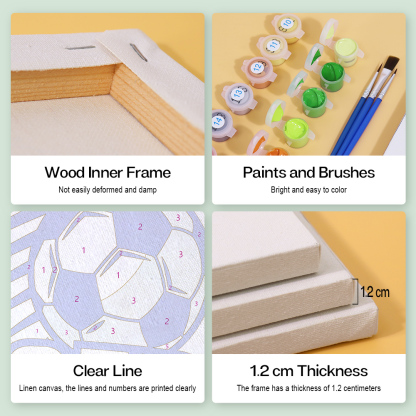 4 pieces, digital mini painted set of football desktop accessories, 15x15cm/5.9x5.9 inches, handmade for family leisure, perfect gift for friends and family.