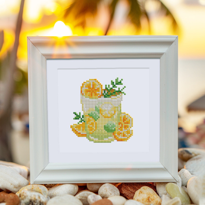 Frameless, mini diamond painting, creative mini diamond painting of drinks on the entrance flower house table, creative simple pattern diamond painting, 12pcs, 5.9 X7 inches.