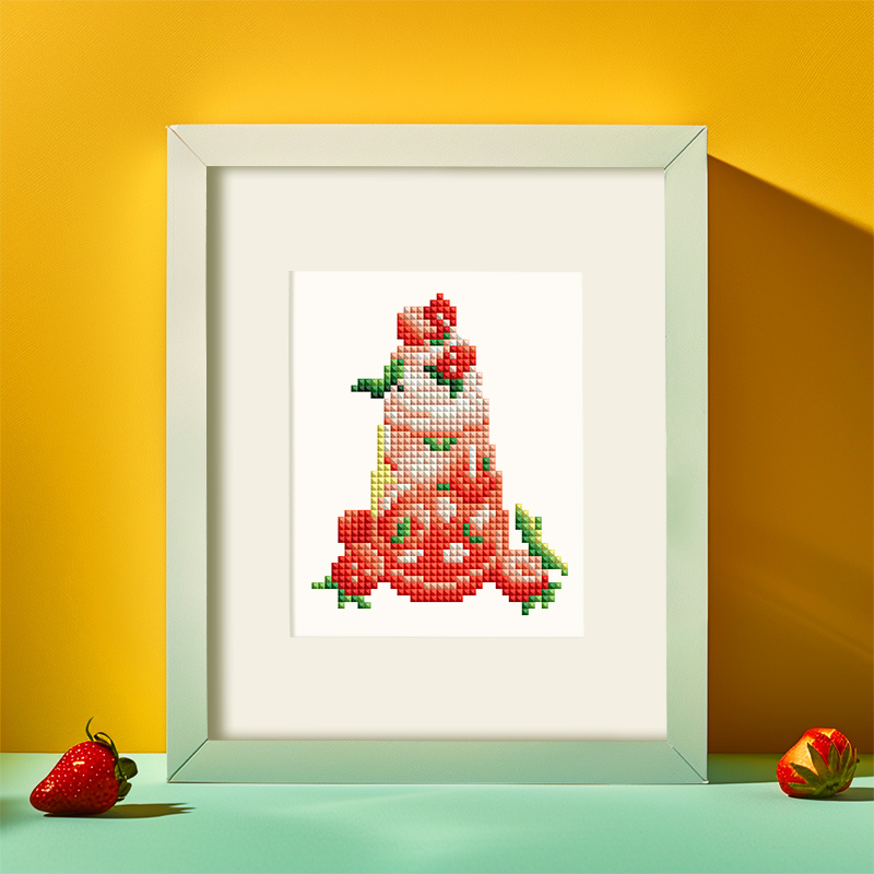 Frameless, mini diamond painting, creative mini diamond painting of drinks on the entrance flower house table, creative simple pattern diamond painting, 12pcs, 5.9 X7 inches.