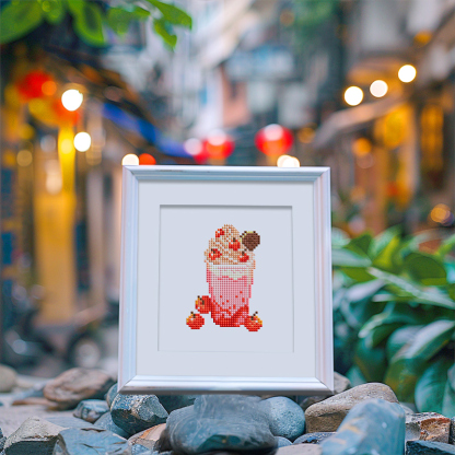 Frameless, mini diamond painting, creative mini diamond painting of drinks on the entrance flower house table, creative simple pattern diamond painting, 12pcs, 5.9 X7 inches.