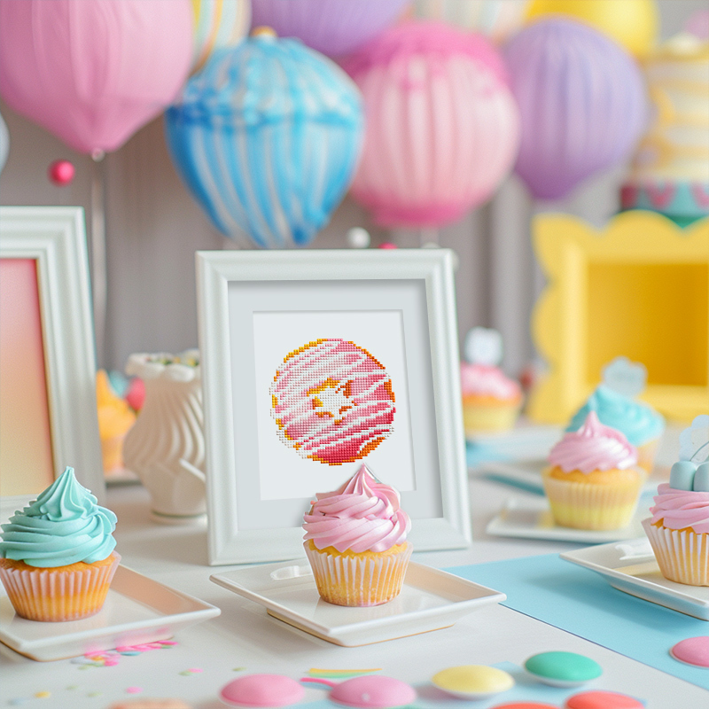 Frameless, mini diamond painting, dessert creative mini diamond painting on the entrance flower house desktop, creative simple pattern diamond painting, 12 pcs, 5.9 X7 inches.