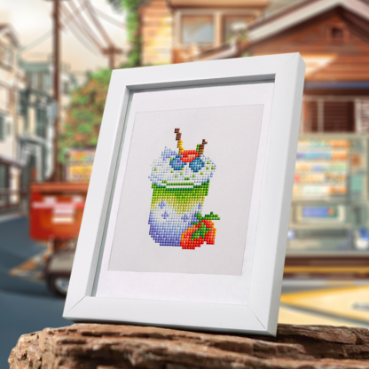 Frameless, mini diamond painting, creative mini diamond painting of drinks on the entrance flower house table, creative simple pattern diamond painting, 12pcs, 5.9 X7 inches.