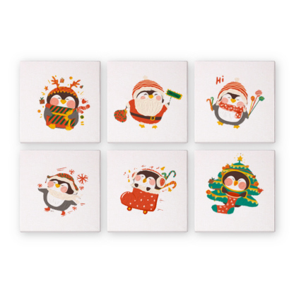 6 pieces, cute penguin accessory digital mini painted set, 15x15cm/5.9x5.9 inches, handmade for home leisure, perfect gift for family and friends.
