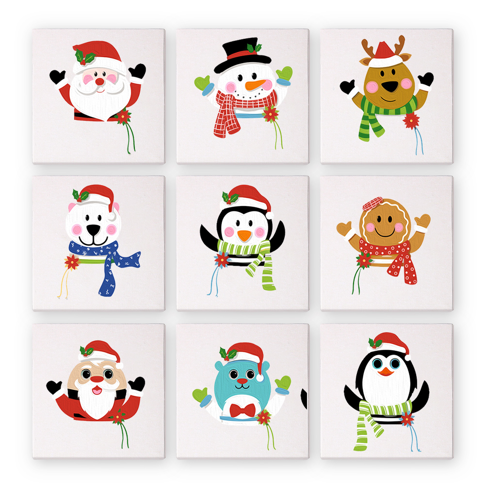 9 pieces, Christmas desktop accessories digital mini painting set, 15x15cm/5.9x5.9 inches, handmade for family leisure, perfect gift for friends and family.