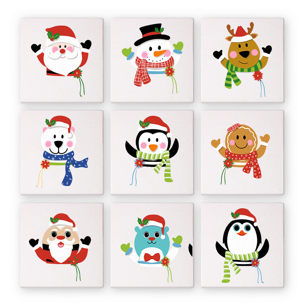 9 pieces, Christmas desktop accessories digital mini painting set, 15x15cm/5.9x5.9 inches, handmade for family leisure, perfect gift for friends and family.