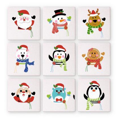 9 pieces, Christmas desktop accessories digital mini painting set, 15x15cm/5.9x5.9 inches, handmade for family leisure, perfect gift for friends and family.