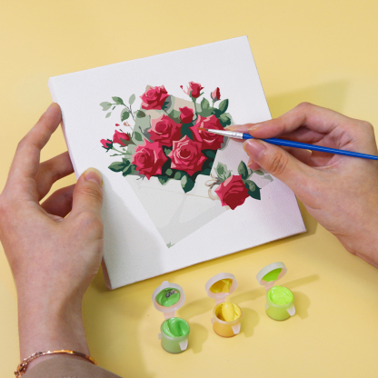 6 pieces, beautiful flower accessory digital mini painting set, 15x15cm/5.9x5.9 inches, handmade for home leisure, perfect gift for family and friends.