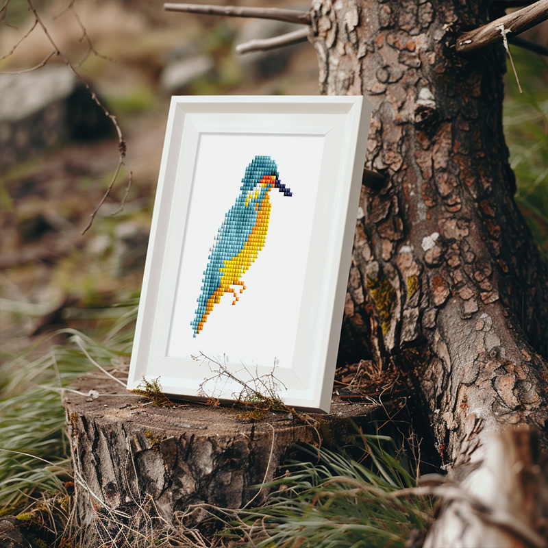 Frameless, mini diamond painting, bird creative mini diamond painting on the entrance flower house desktop, creative simple pattern diamond painting, 12 pcs, 5.9 X7 inches.