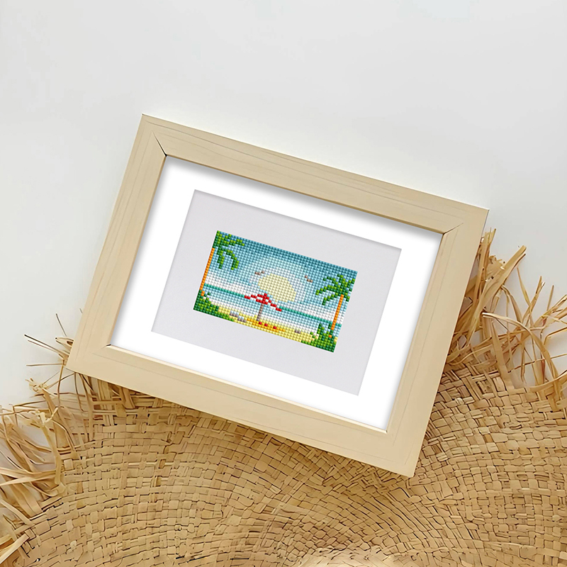 Frameless, mini diamond painting, landscape creative mini diamond painting on the entrance flower house desktop, creative simple pattern diamond painting, 10 pcs, 5.9 X7 inches.