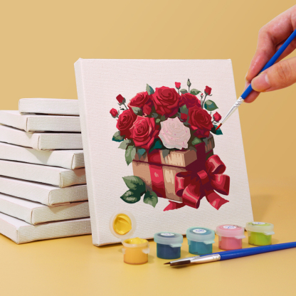 6 pieces, beautiful flower accessory digital mini painting set, 15x15cm/5.9x5.9 inches, handmade for home leisure, perfect gift for family and friends.