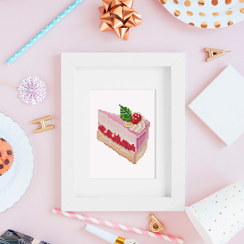 Frameless, mini diamond painting, dessert creative mini diamond painting on the entrance flower house desktop, creative simple pattern diamond painting, 12 pcs, 5.9 X7 inches.
