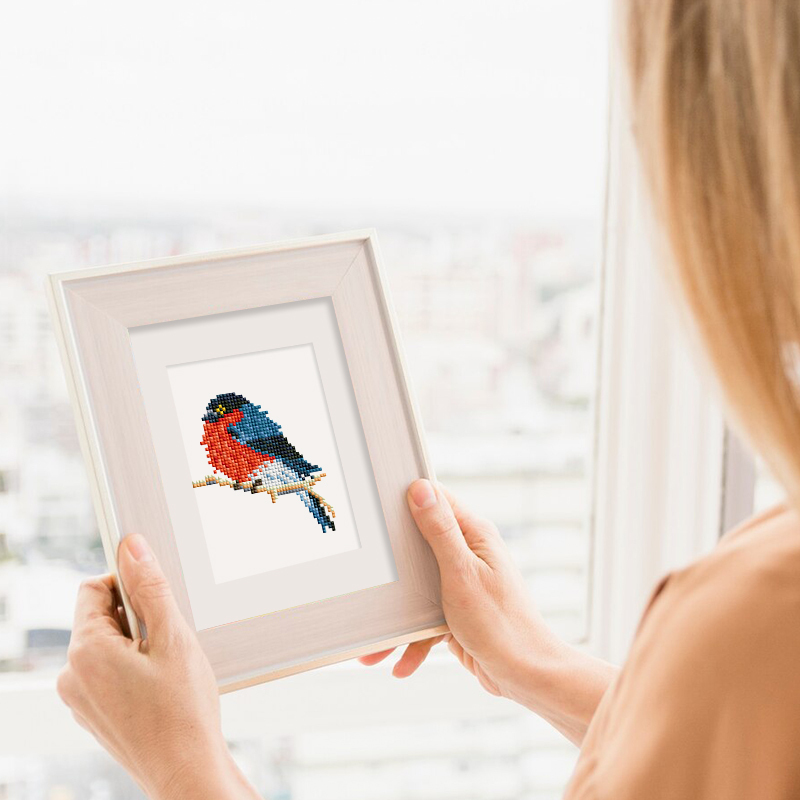 Frameless, mini diamond painting, bird creative mini diamond painting on the entrance flower house desktop, creative simple pattern diamond painting, 12 pcs, 5.9 X7 inches.