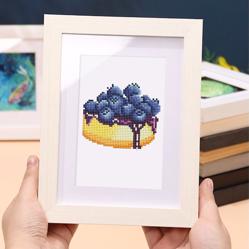 Frameless, mini diamond painting, dessert creative mini diamond painting on the entrance flower house desktop, creative simple pattern diamond painting, 12 pcs, 5.9 X7 inches.