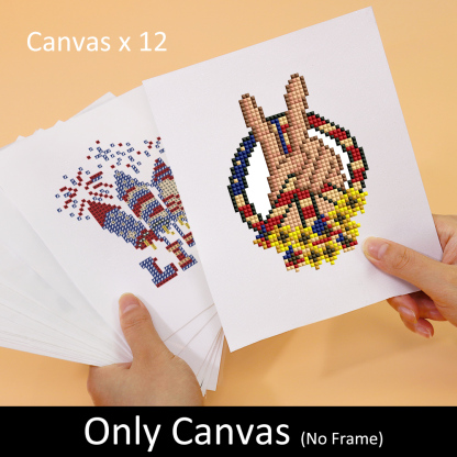 Frameless, mini diamond painting, cartoon creative mini diamond painting on the entrance flower house desktop, creative simple pattern diamond painting, 12 pcs, 5.9 X7 inches.