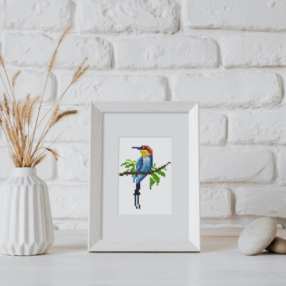 Frameless, mini diamond painting, bird creative mini diamond painting on the entrance flower house desktop, creative simple pattern diamond painting, 12 pcs, 5.9 X7 inches.