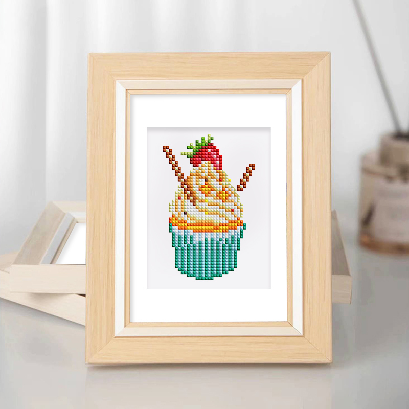 Frameless, mini diamond painting, dessert creative mini diamond painting on the entrance flower house desktop, creative simple pattern diamond painting, 12 pcs, 5.9 X7 inches.