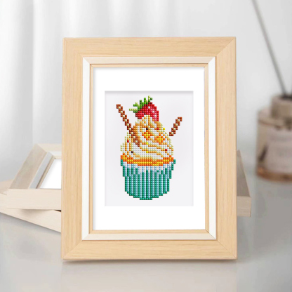 Frameless, mini diamond painting, dessert creative mini diamond painting on the entrance flower house desktop, creative simple pattern diamond painting, 12 pcs, 5.9 X7 inches.