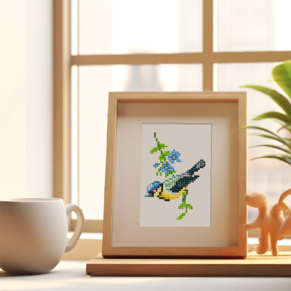 Frameless, mini diamond painting, bird creative mini diamond painting on the entrance flower house desktop, creative simple pattern diamond painting, 12 pcs, 5.9 X7 inches.