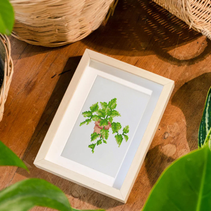 Frameless, mini diamond painting, creative mini diamond painting of green plants on the entrance flower house desktop, creative simple pattern diamond painting,12pcs, 5.9 X7 inches.