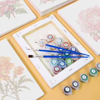 6 pieces, flower mini digital painting set, 15x20cm/5.9x7.8 inches, handmade, suitable for family leisure, is the perfect gift for family and friends.