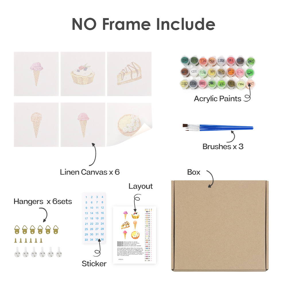 6 pieces, cake desktop accessories digital mini painting set, 15x15cm/5.9x5.9 inches, handmade for family leisure, perfect gift for friends and family.