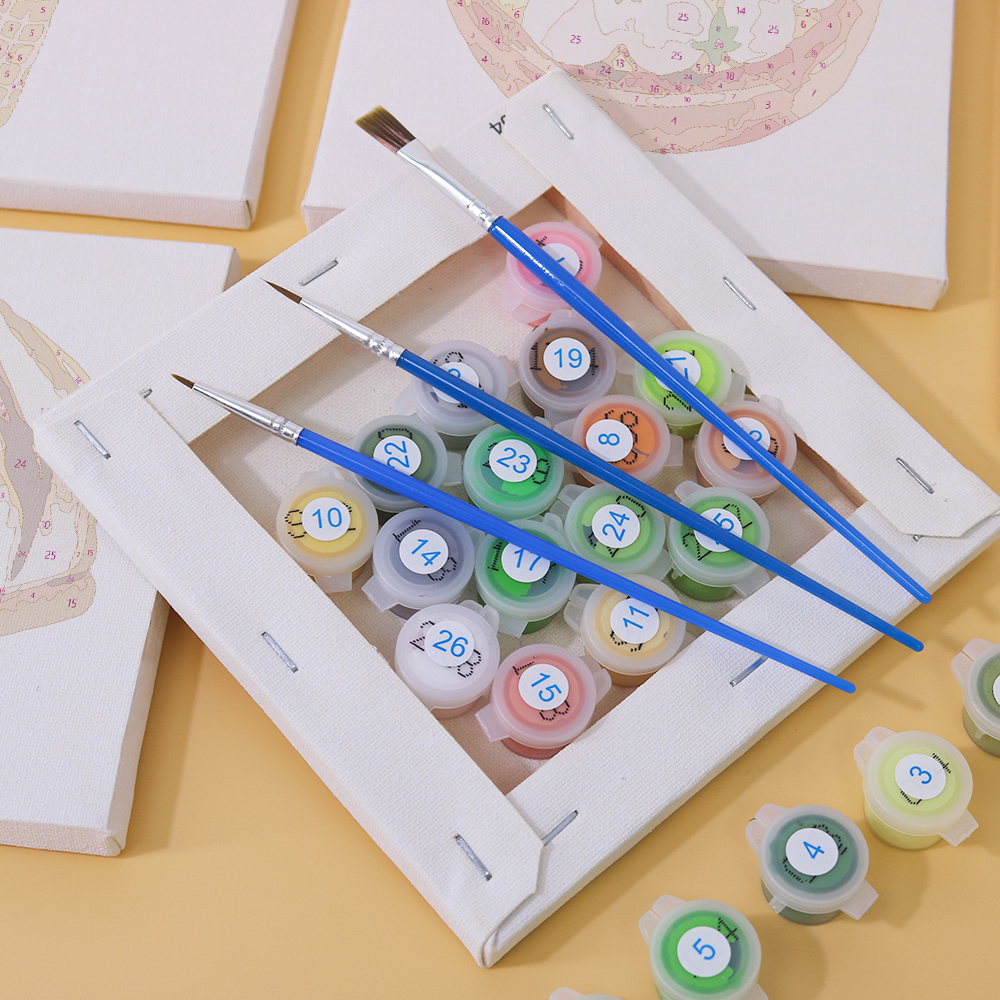 6 pieces, cake desktop accessories digital mini painting set, 15x15cm/5.9x5.9 inches, handmade for family leisure, perfect gift for friends and family.