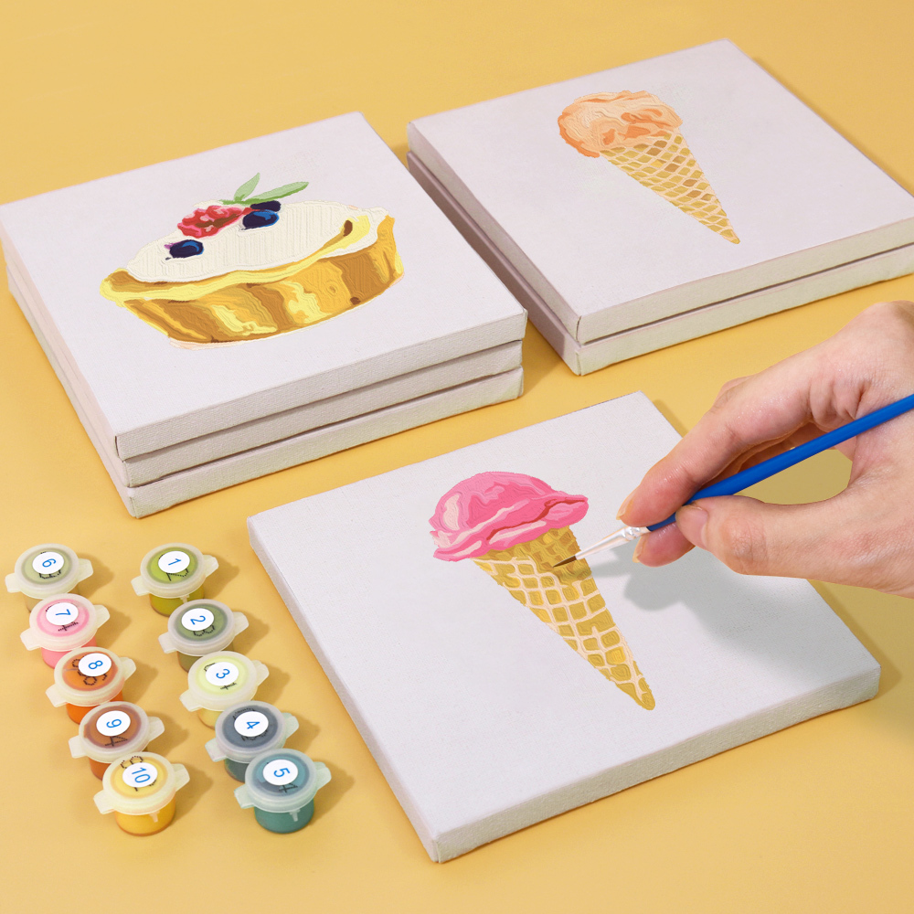 6 pieces, cake desktop accessories digital mini painting set, 15x15cm/5.9x5.9 inches, handmade for family leisure, perfect gift for friends and family.