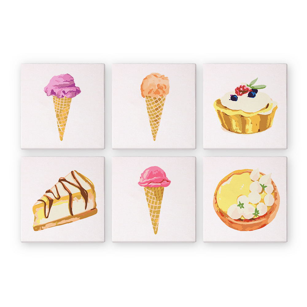 6 pieces, cake desktop accessories digital mini painting set, 15x15cm/5.9x5.9 inches, handmade for family leisure, perfect gift for friends and family.