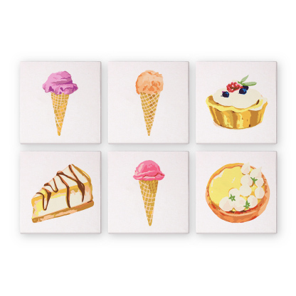 6 pieces, cake desktop accessories digital mini painting set, 15x15cm/5.9x5.9 inches, handmade for family leisure, perfect gift for friends and family.