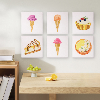 6 pieces, cake desktop accessories digital mini painting set, 15x15cm/5.9x5.9 inches, handmade for family leisure, perfect gift for friends and family.