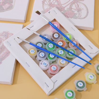 6 pieces, beautiful flower accessory digital mini painting set, 15x15cm/5.9x5.9 inches, handmade for home leisure, perfect gift for family and friends.