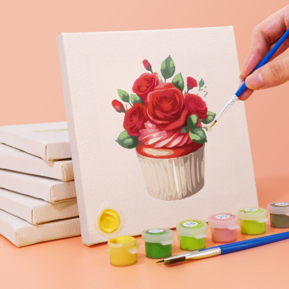 6 pieces, beautiful flower accessory digital mini painting set, 15x15cm/5.9x5.9 inches, handmade for home leisure, perfect gift for family and friends.