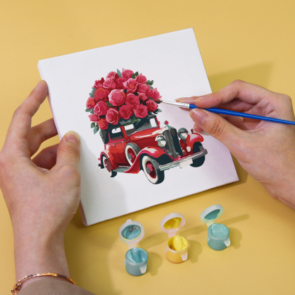 6 pieces, beautiful flower accessory digital mini painting set, 15x15cm/5.9x5.9 inches, handmade for home leisure, perfect gift for family and friends.
