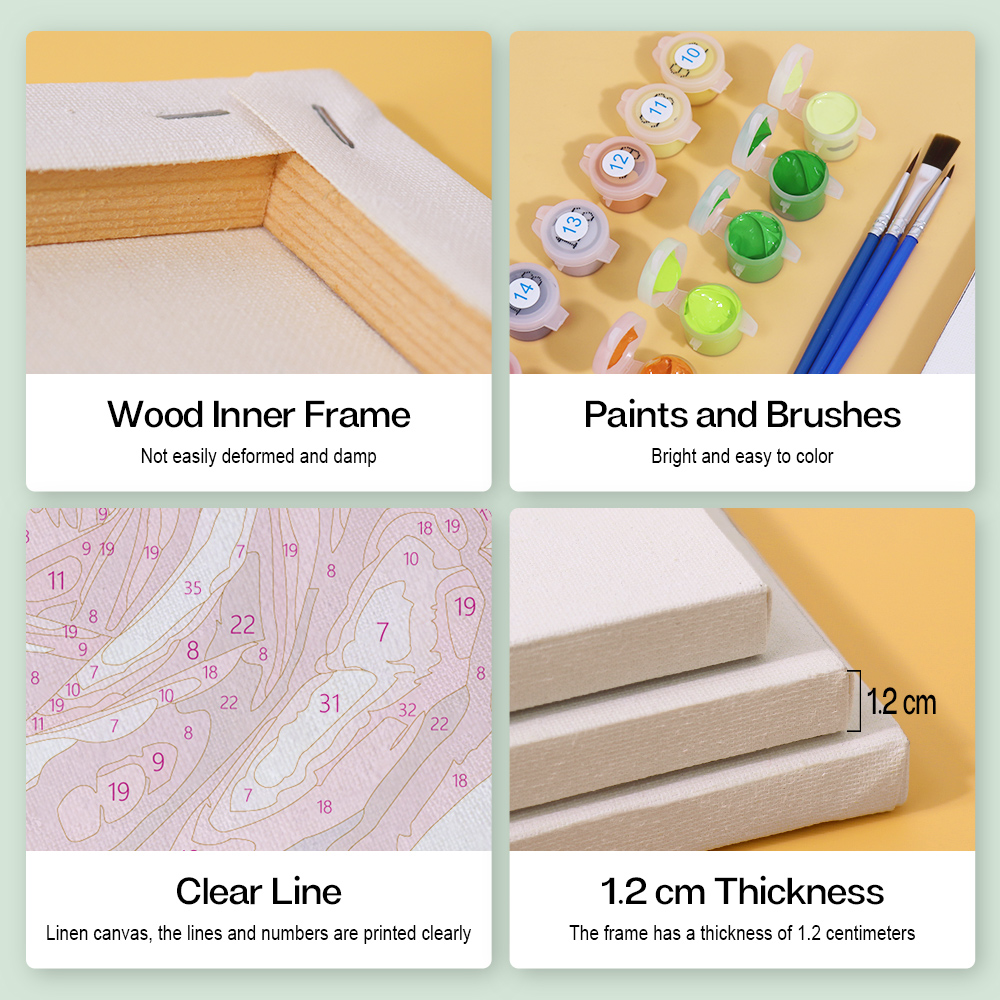 6 pieces, beautiful flower accessory digital mini painting set, 15x15cm/5.9x5.9 inches, handmade for home leisure, perfect gift for family and friends.