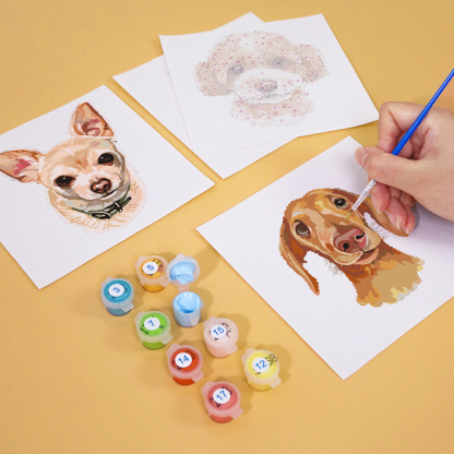 6 pieces, cute dog accessory digital mini painted set, 15x15cm/5.9x5.9 inches, handmade for home leisure, perfect gift for family and friends.