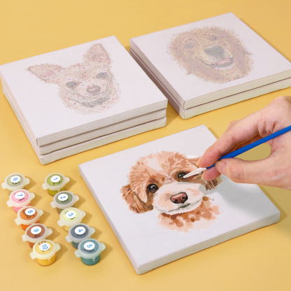 6 pieces, cute dog accessory digital mini painted set, 15x15cm/5.9x5.9 inches, handmade for home leisure, perfect gift for family and friends.