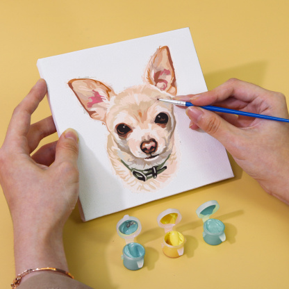 6 pieces, cute dog accessory digital mini painted set, 15x15cm/5.9x5.9 inches, handmade for home leisure, perfect gift for family and friends.