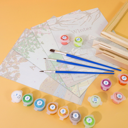 4 pieces, Mountain Peak Mini Digital Painting Set, 15x20cm/5.9x7.8 inches, handmade, suitable for family leisure, is the perfect gift for family and friends.