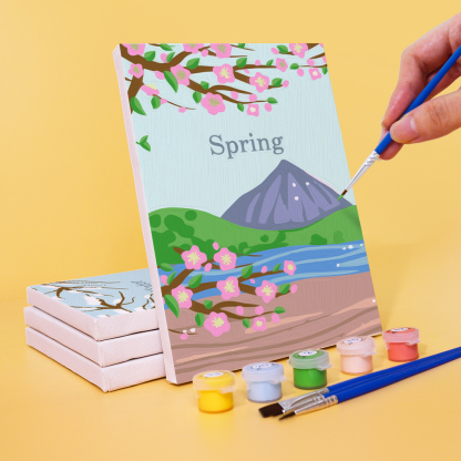 4 pieces, Mountain Peak Mini Digital Painting Set, 15x20cm/5.9x7.8 inches, handmade, suitable for family leisure, is the perfect gift for family and friends.