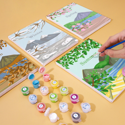 4 pieces, Mountain Peak Mini Digital Painting Set, 15x20cm/5.9x7.8 inches, handmade, suitable for family leisure, is the perfect gift for family and friends.