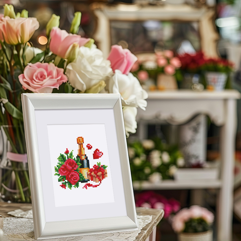 Frameless, mini diamond painting, cartoon creative mini diamond painting on the entrance flower house desktop, creative simple pattern diamond painting, 12 pcs, 5.9 X7 inches.
