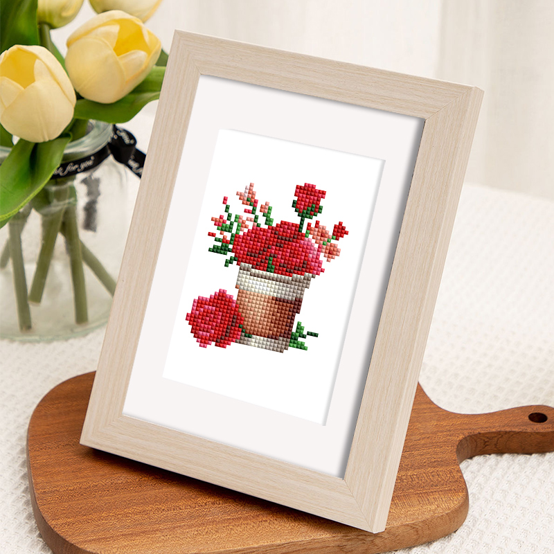 Frameless, mini diamond painting, cartoon creative mini diamond painting on the entrance flower house desktop, creative simple pattern diamond painting, 12 pcs, 5.9 X7 inches.