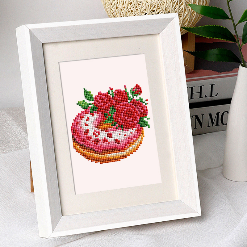 Frameless, mini diamond painting, cartoon creative mini diamond painting on the entrance flower house desktop, creative simple pattern diamond painting, 12 pcs, 5.9 X7 inches.