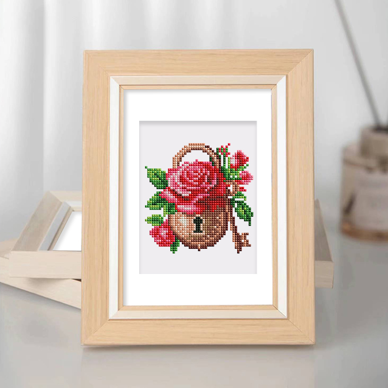 Frameless, mini diamond painting, cartoon creative mini diamond painting on the entrance flower house desktop, creative simple pattern diamond painting, 12 pcs, 5.9 X7 inches.
