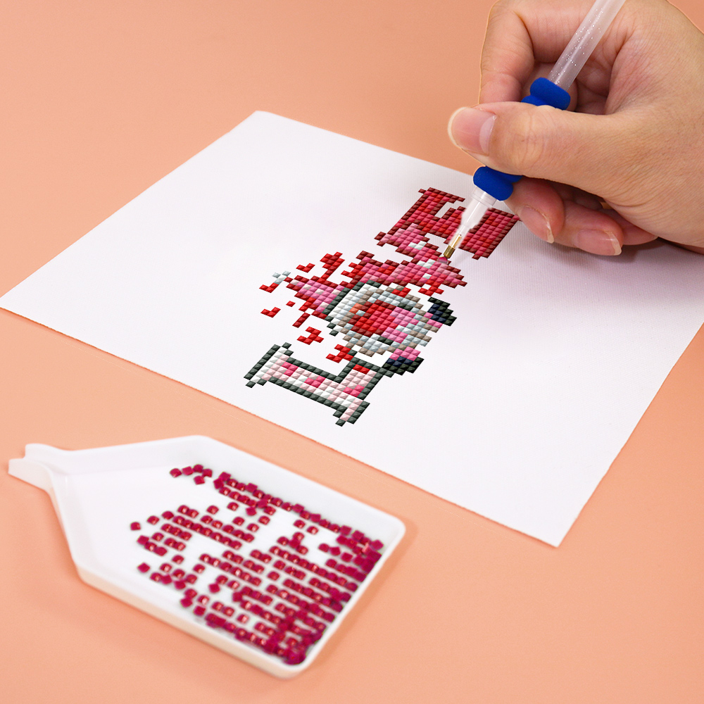 Frameless, mini diamond painting, cartoon creative mini diamond painting on the entrance flower house desktop, creative simple pattern diamond painting, 12 pcs, 5.9 X7 inches.