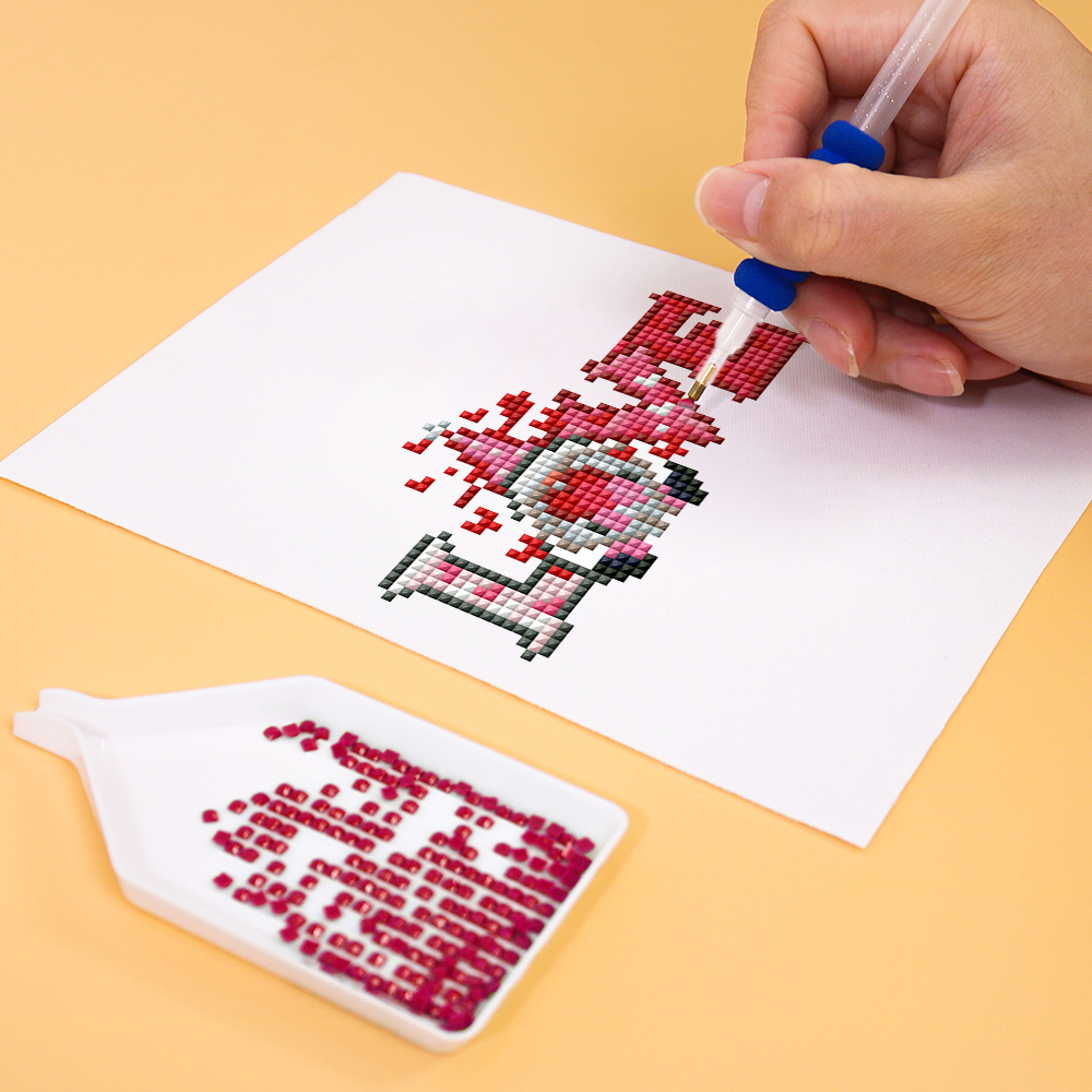 Frameless, mini diamond painting, cartoon creative mini diamond painting on the entrance flower house desktop, creative simple pattern diamond painting, 12 pcs, 5.9 X7 inches.